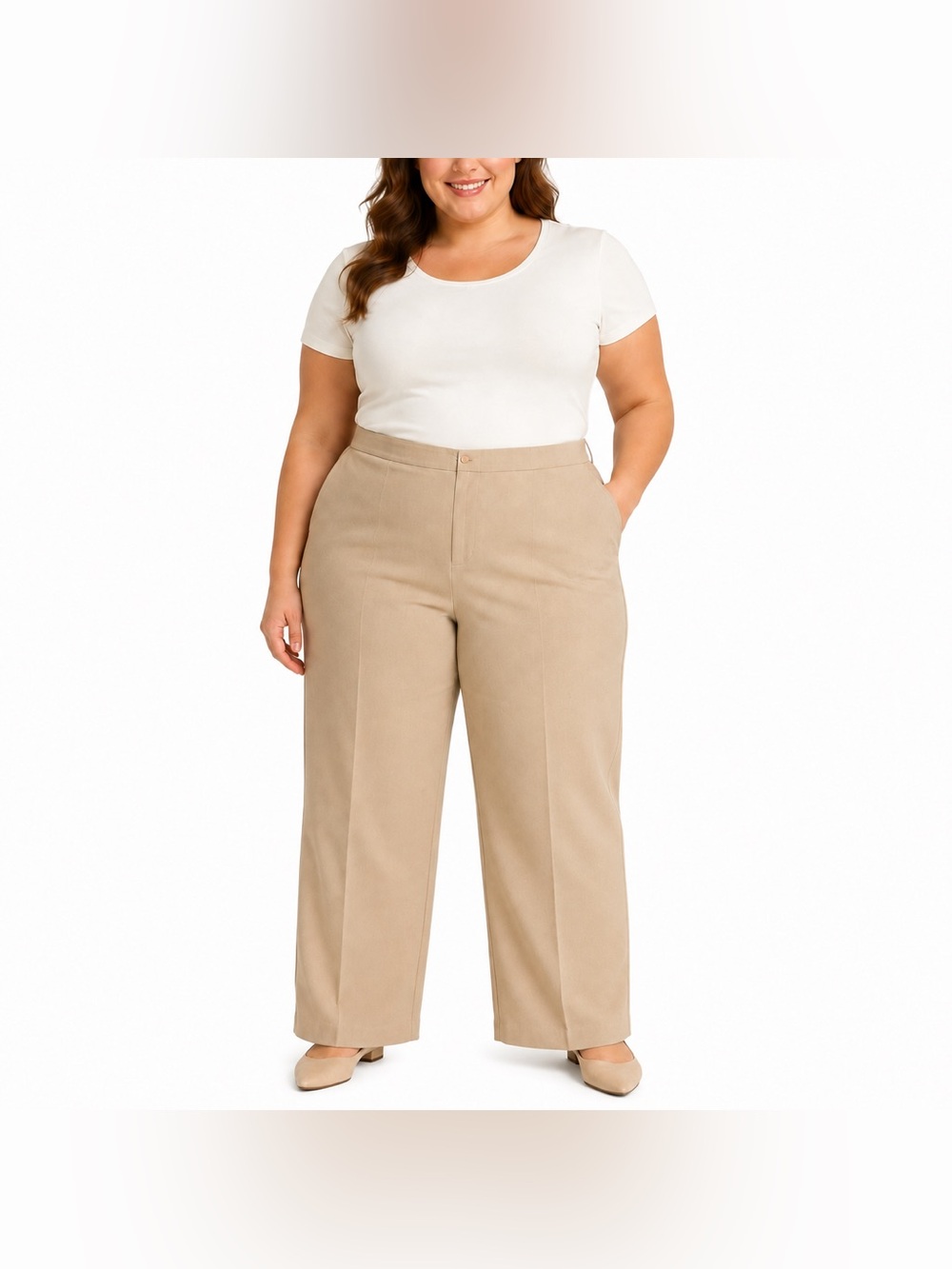 Bend Over Size 56 Beige Stretch Dress Pants NWT Plus Size Career Trousers